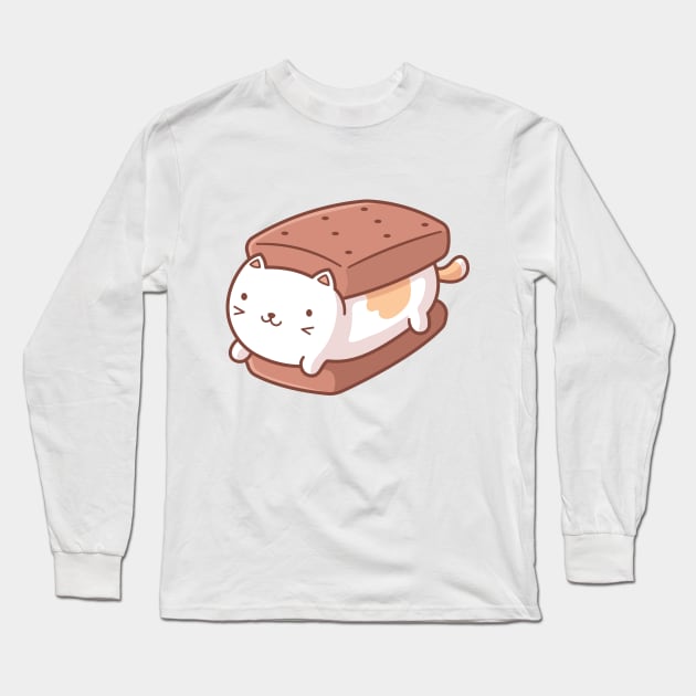 Ice Cream Sandwich Cat Kawaii Long Sleeve T-Shirt by zoljo